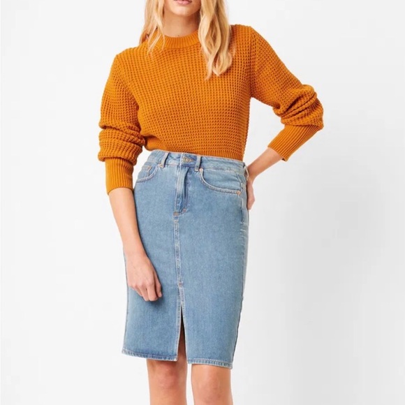 French Connection Luna Mozart Amber Waffle Knit 100% Cotton Sweater Sz M - Picture 4 of 16